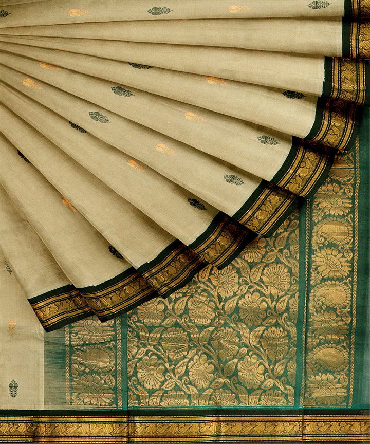 Light brown plain butta handwoven rajahmundry cotton saree