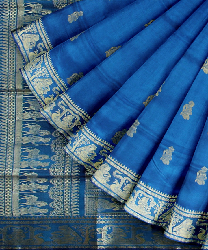 Sky blue handwoven baluchari silk saree