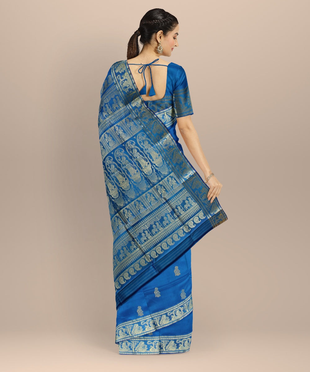 Sky blue handwoven baluchari silk saree