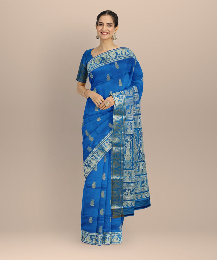 Sky blue handwoven baluchari silk saree