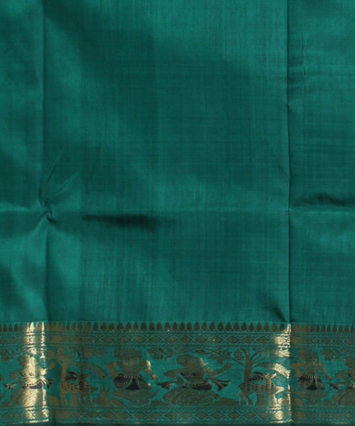 Dark green multi color handwoven meenakari baluchari silk saree
