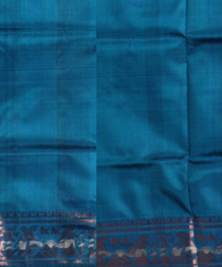 Turquoise blue handwoven meenakari baluchari silk saree