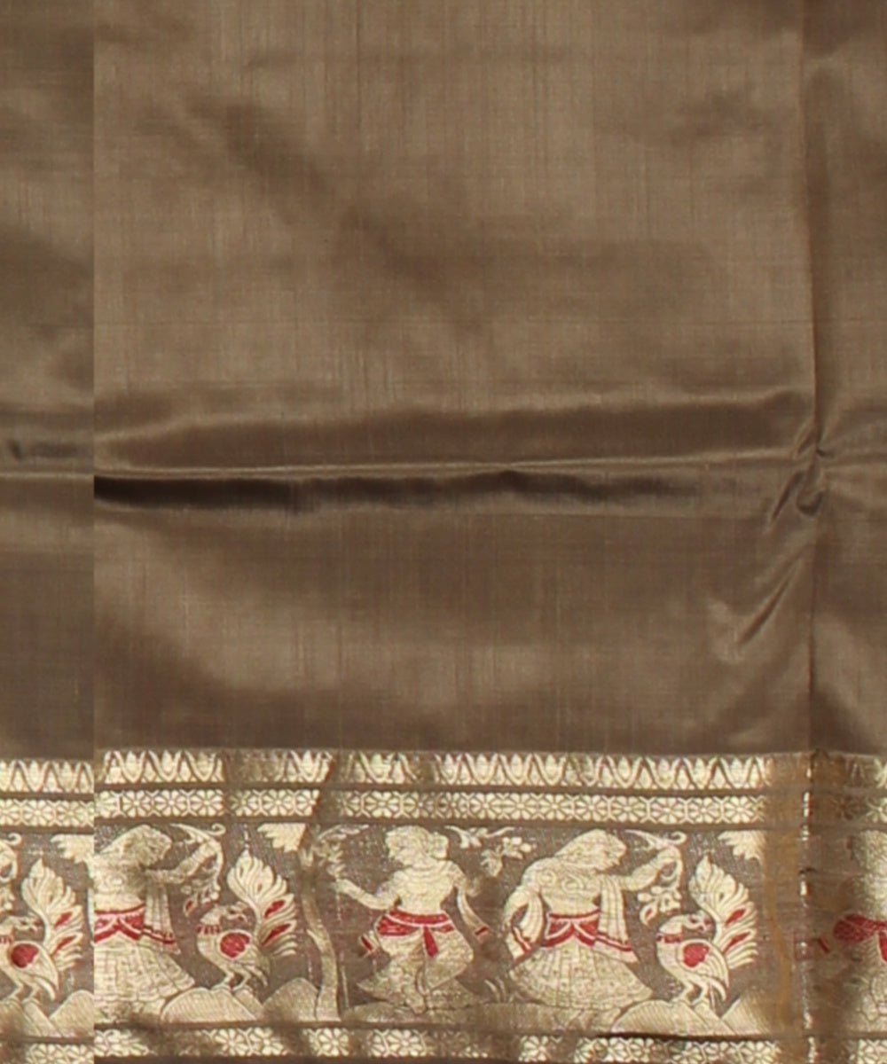 Olive multicolor handwoven meenakari baluchari silk saree