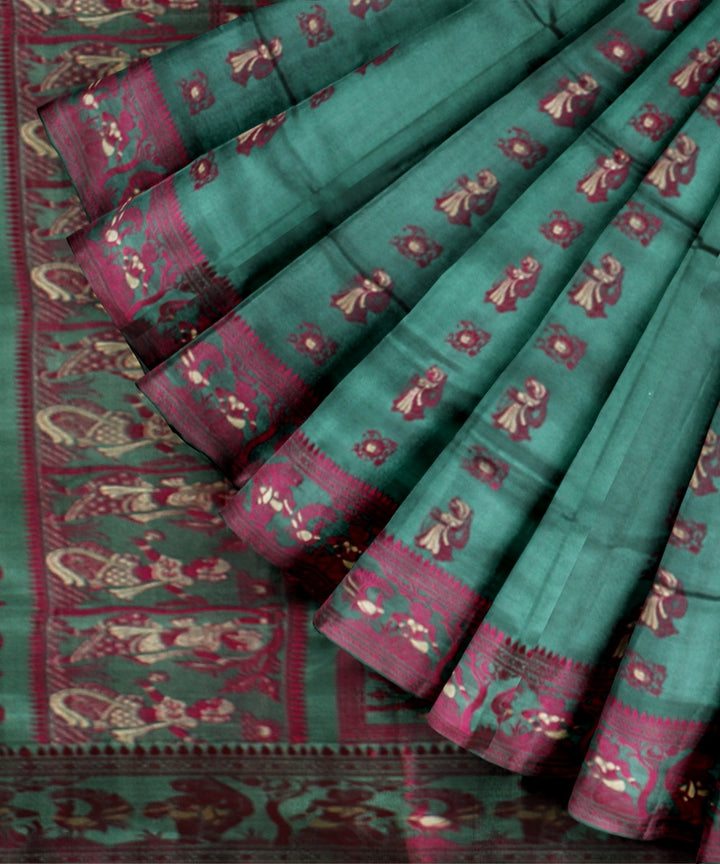 Pista color pink handwoven meenakari baluchari silk saree
