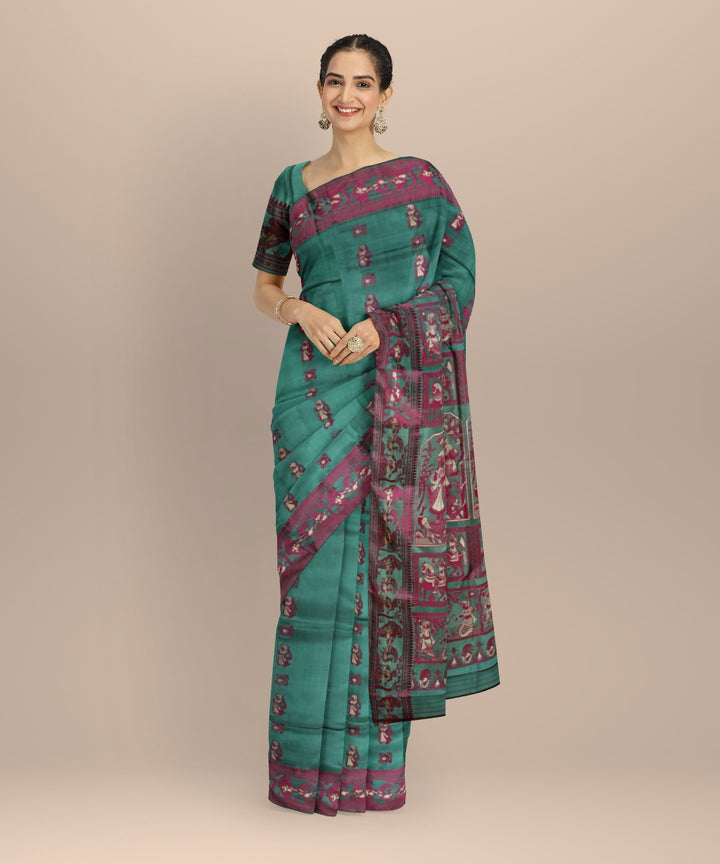 Pista color pink handwoven meenakari baluchari silk saree