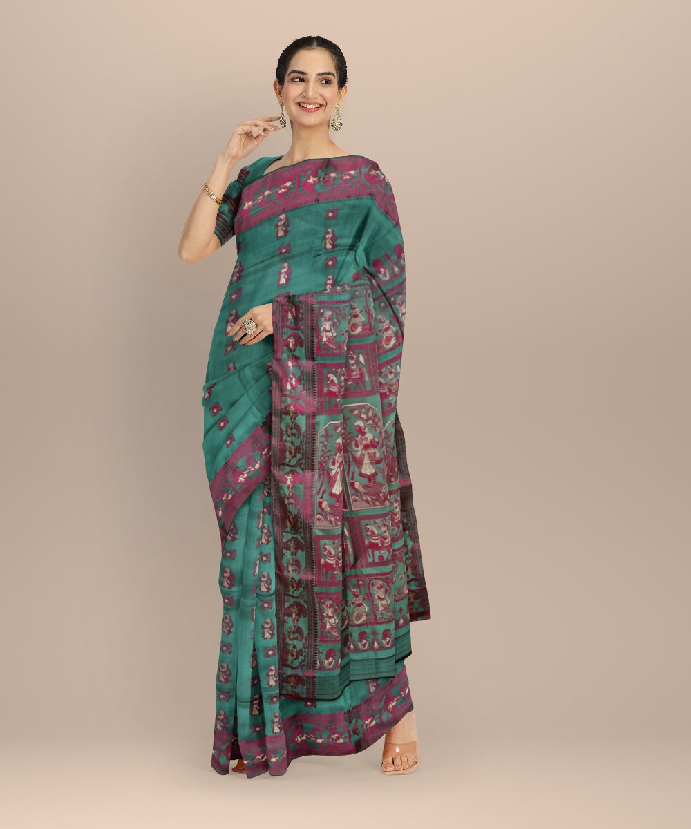 Pista color pink handwoven meenakari baluchari silk saree