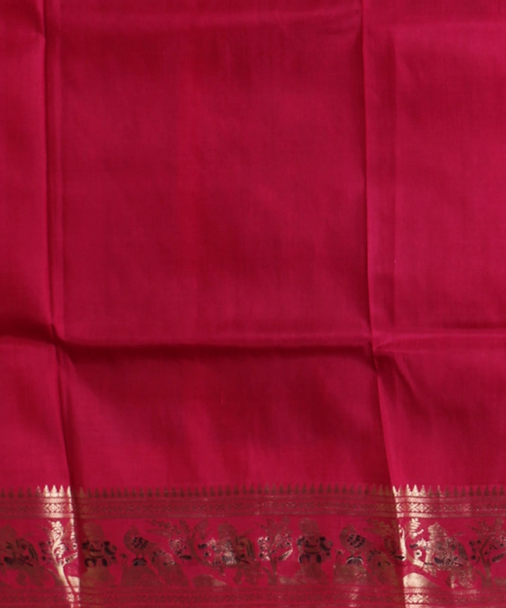 Dark pink golden zari handwoven meenakari baluchari silk saree