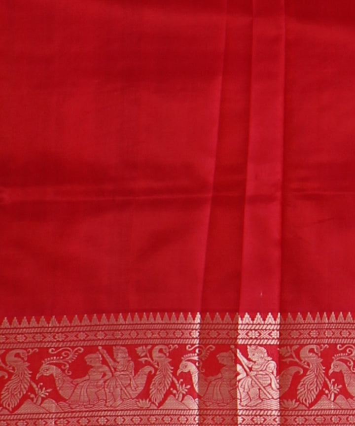 Red white baluchari silk handwoven saree