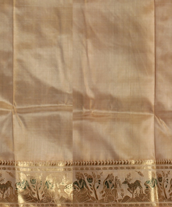 Beige multicolor handwoven meenakari baluchari silk saree