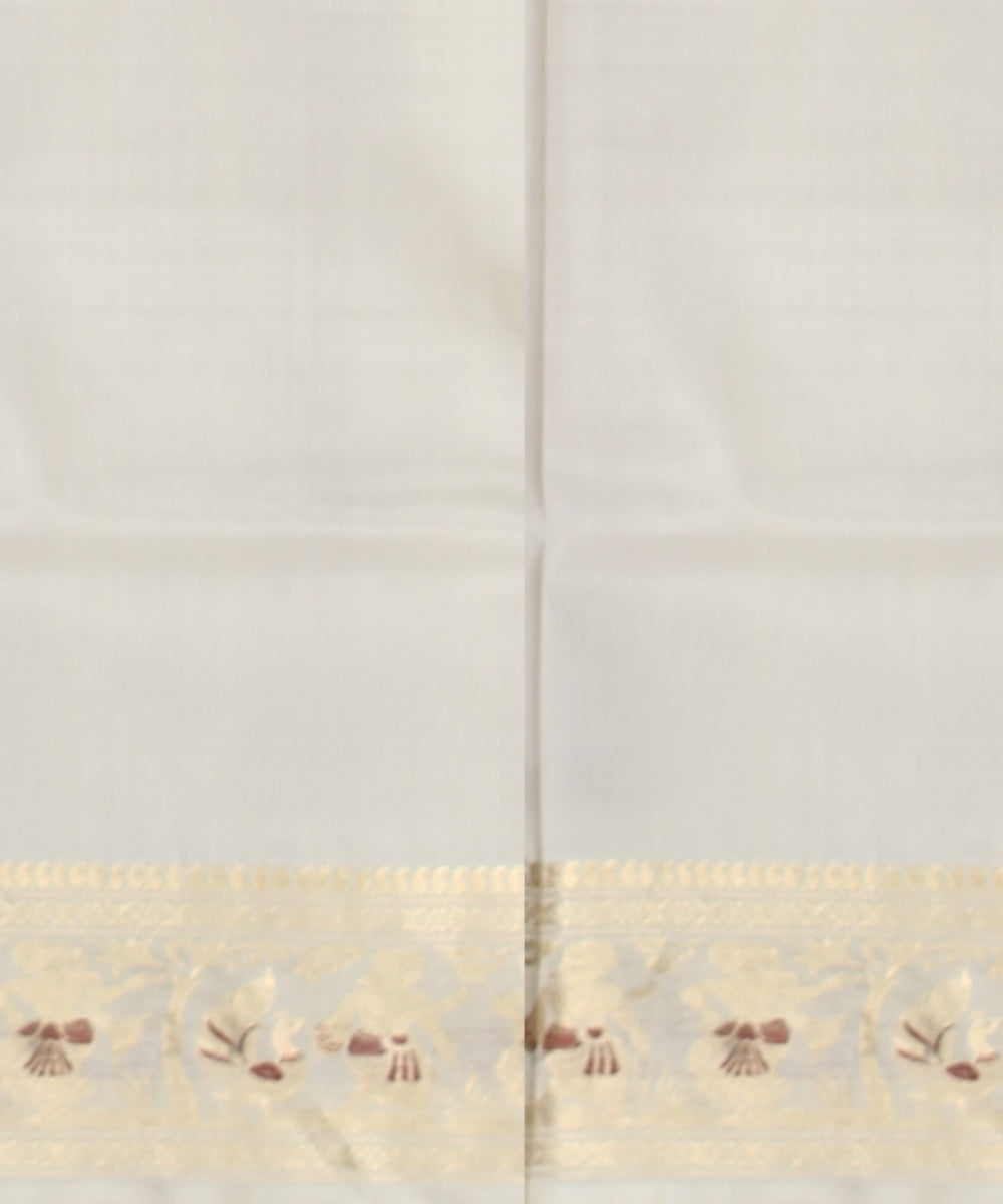White golden handwoven meenakari baluchari silk saree