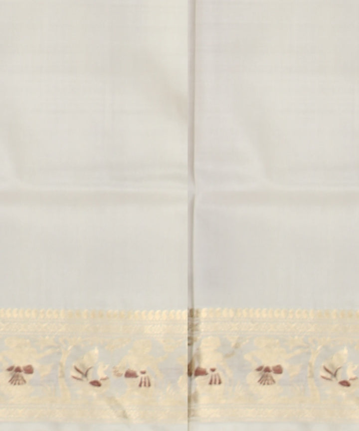 White golden handwoven meenakari baluchari silk saree