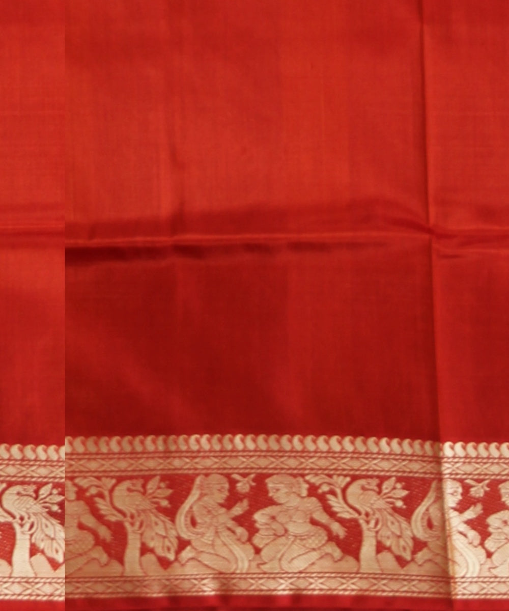 Red white handwoven baluchari silk saree