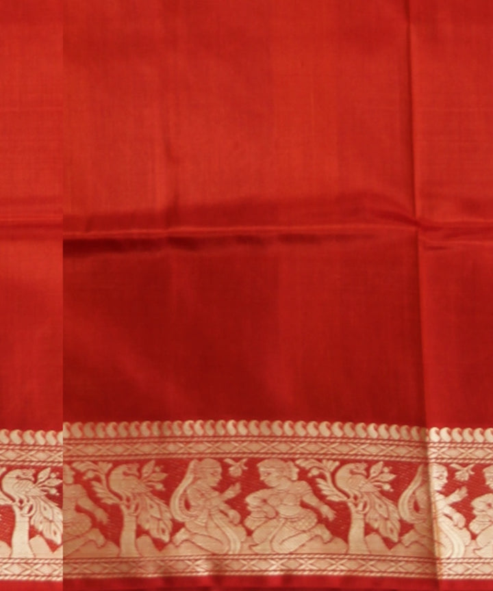 Red white handwoven baluchari silk saree