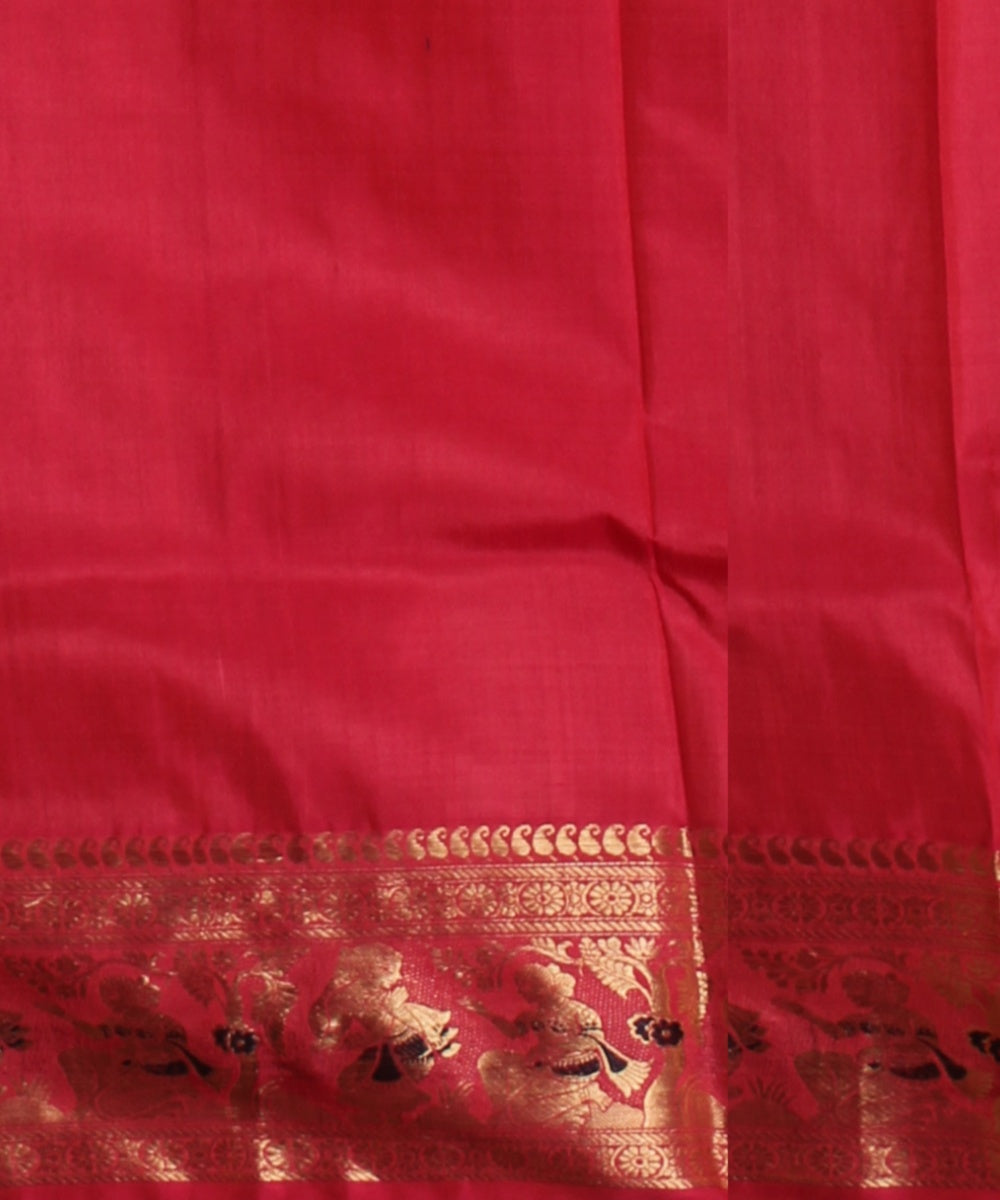Pink golden zari handloom meenakari baluchari silk saree