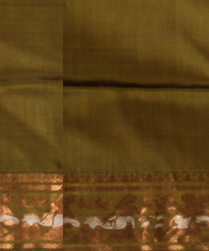 Green golden zari handloom meenakari baluchari silk saree