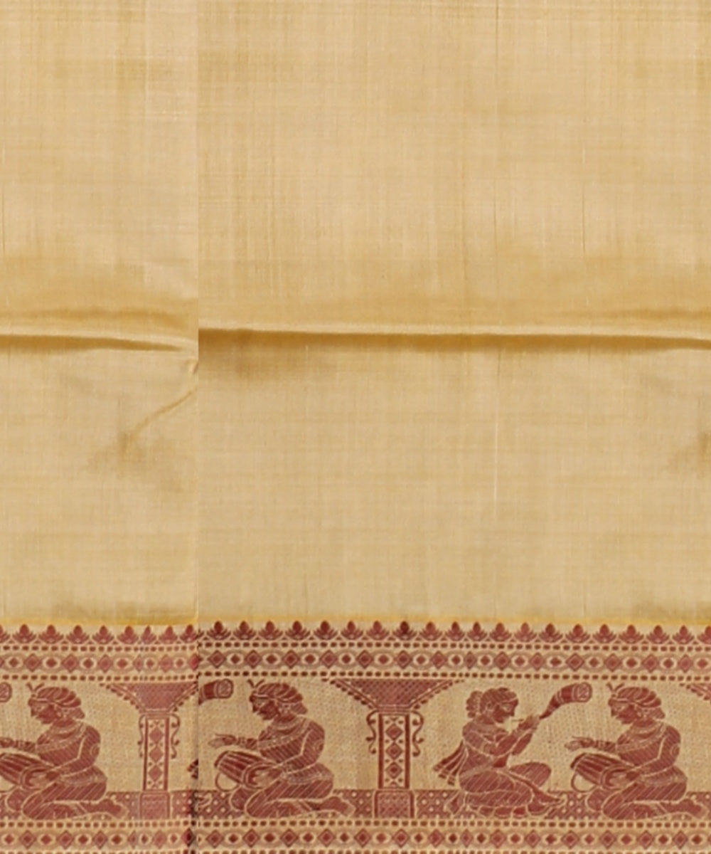 Cream brown handwoven meenakari baluchari silk saree