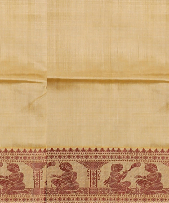 Cream brown handwoven meenakari baluchari silk saree