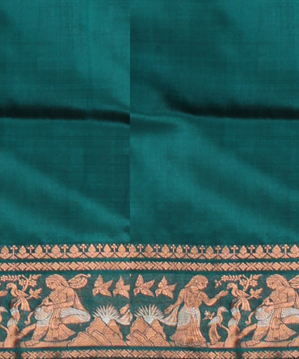 Dark green golden zari handwoven meenakari baluchari silk saree