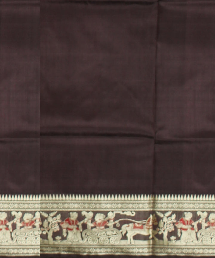 Brown golden zari handwoven meenakari baluchari silk saree