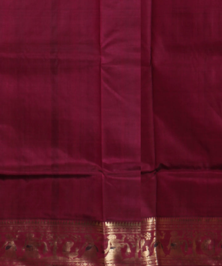 Burgundy golden zari handwoven meenakari baluchari silk saree