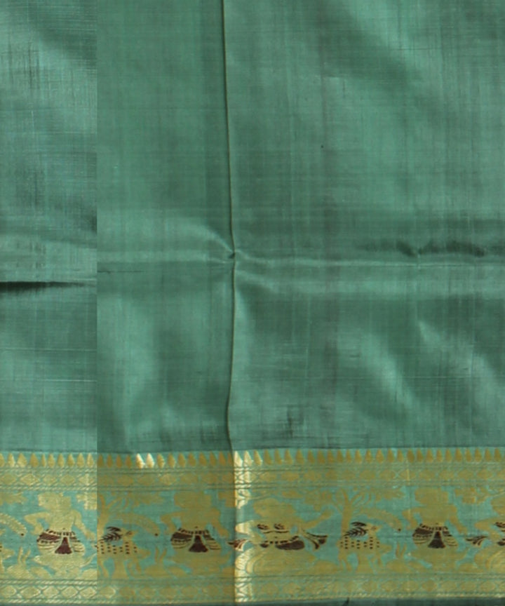 Cyan green multicolor handwoven meenakari baluchari silk saree