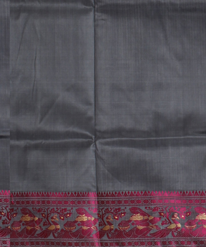 Grey pink handwoven meenakari baluchari silk saree