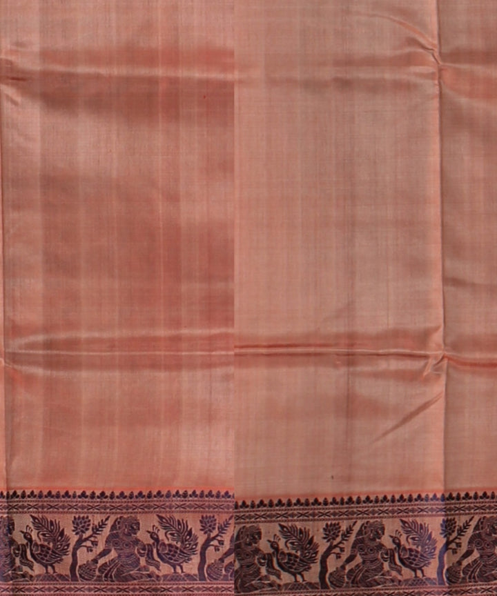 Peach violet handwoven baluchari silk saree