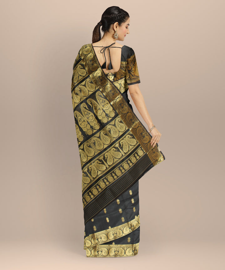 Black golden handwoven baluchari silk saree