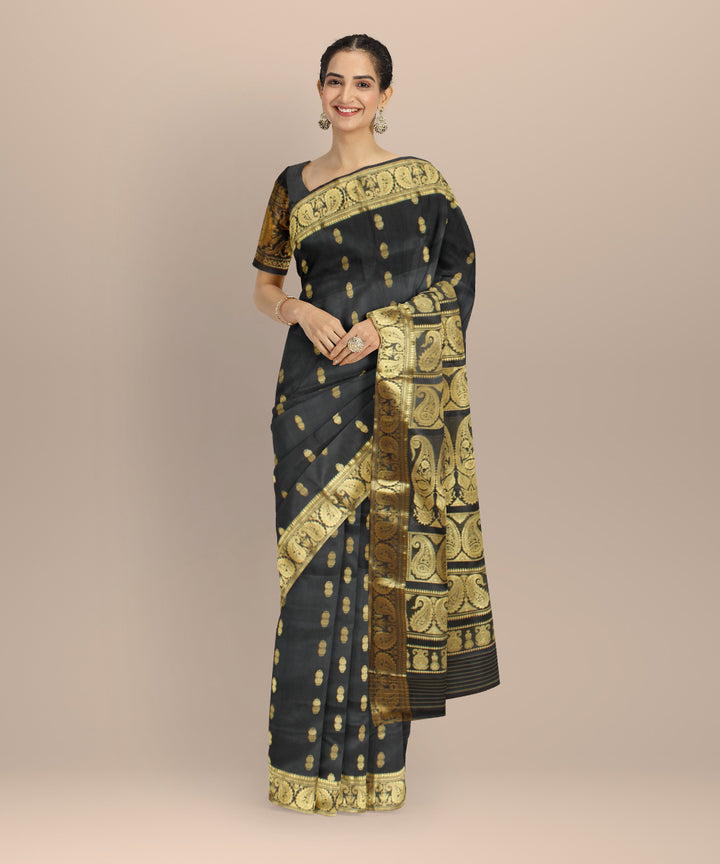 Black golden handwoven baluchari silk saree