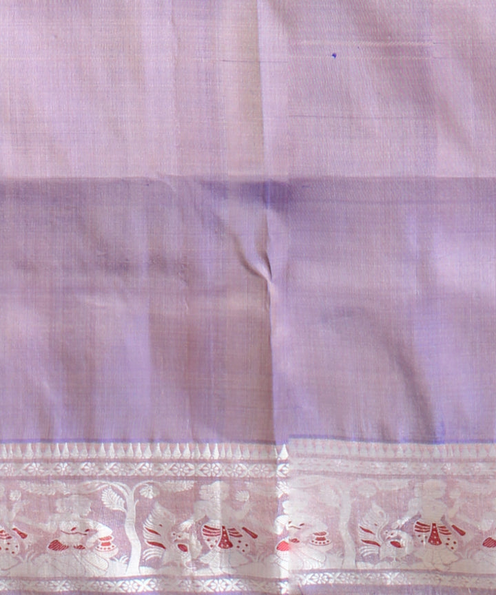 Lavender white handwoven baluchari silk saree