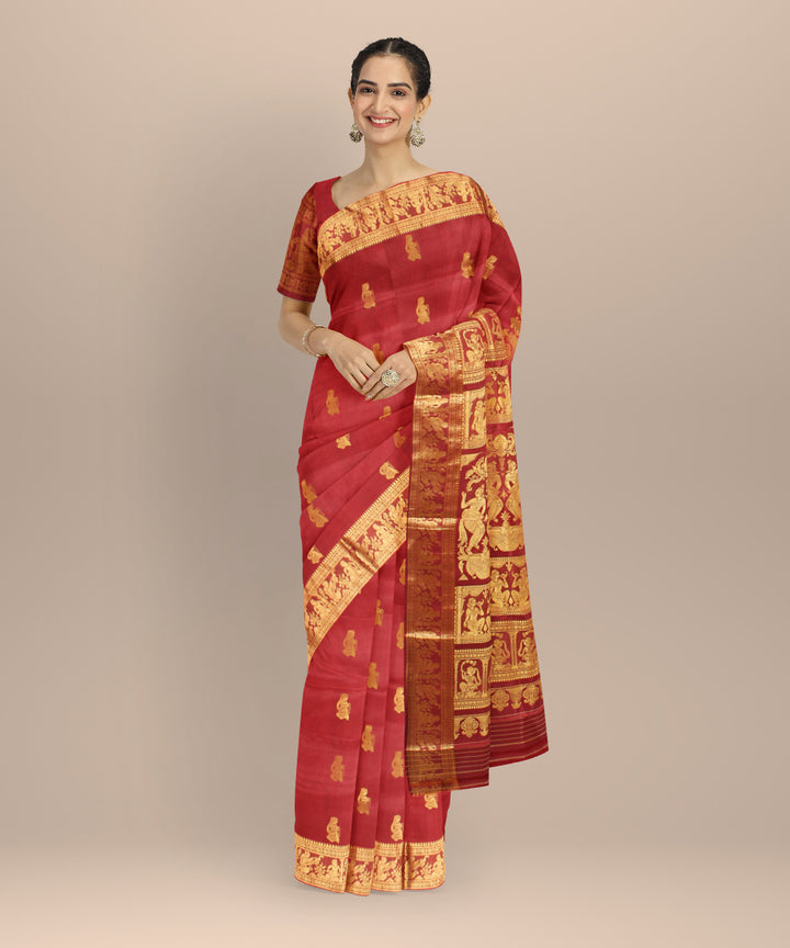 Maroon gold handwoven baluchari silk saree