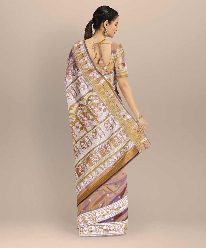 Brown white baluchari handwoven silk saree
