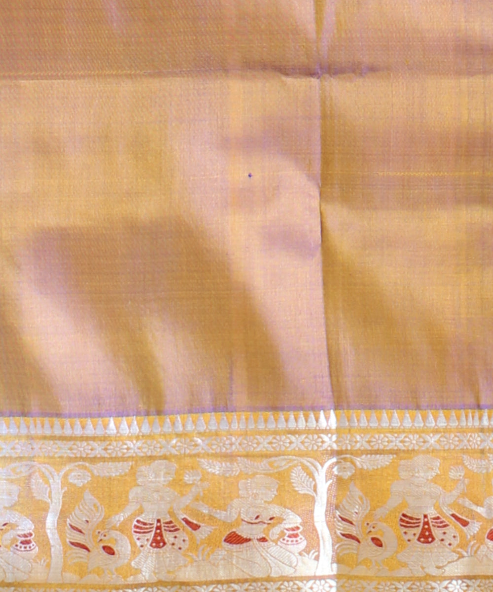Brown white handwoven baluchari silk saree