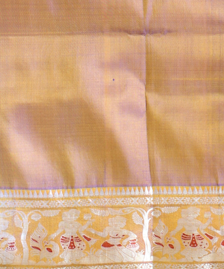 Brown white handwoven baluchari silk saree