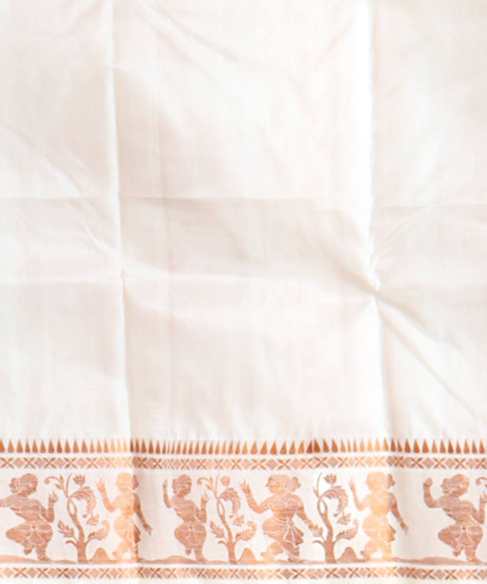 White brown handwoven baluchari silk saree