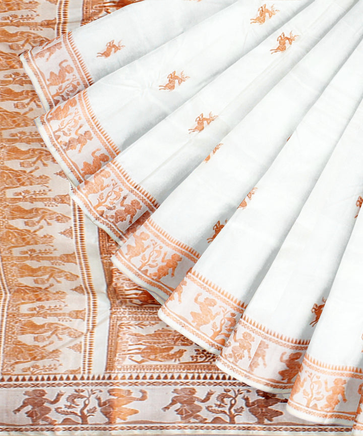 White brown handwoven baluchari silk saree
