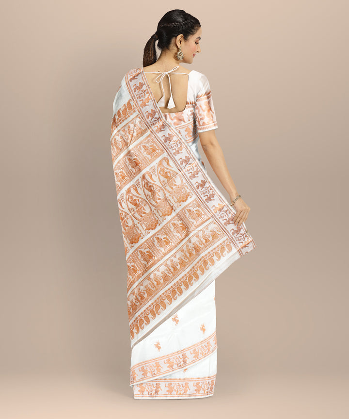 White brown handwoven baluchari silk saree
