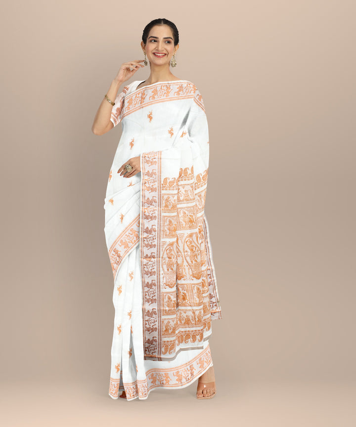 White brown handwoven baluchari silk saree