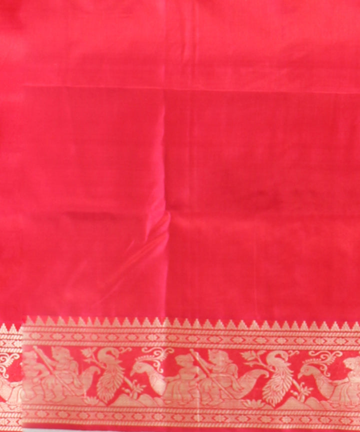 Red white handwoven baluchari silk saree