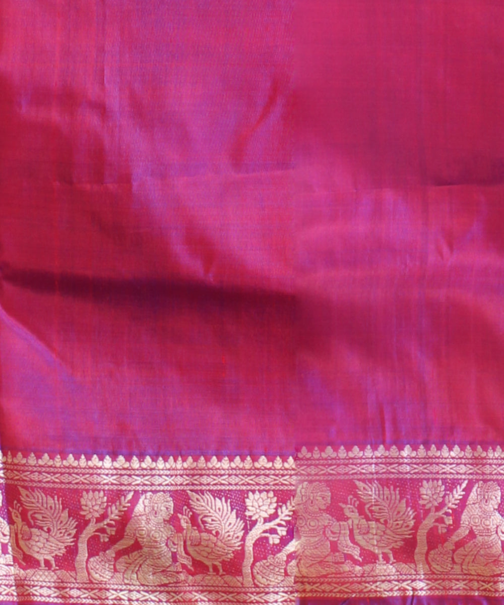 Purple white handwoven baluchari silk saree