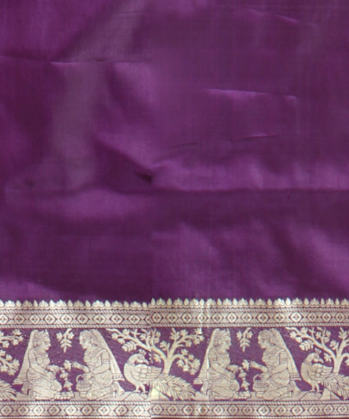 Ink blue white handwoven baluchari silk saree