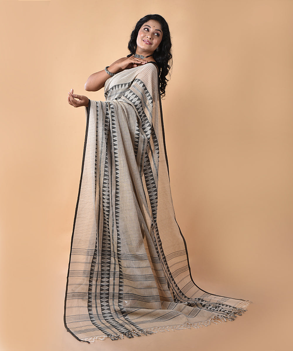 Grey handwoven jamdani cotton saree