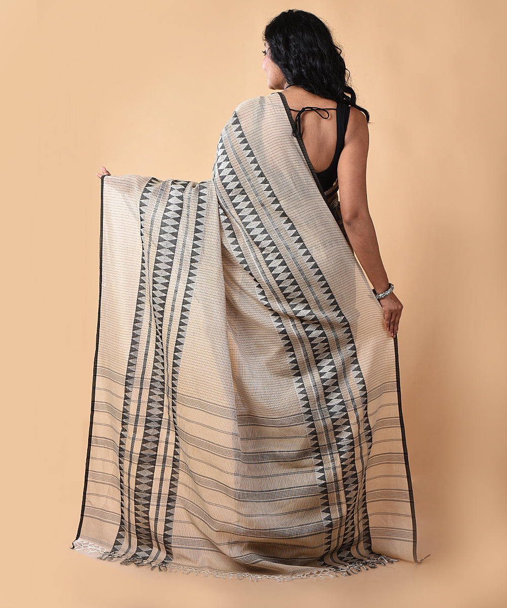 Grey handwoven jamdani cotton saree