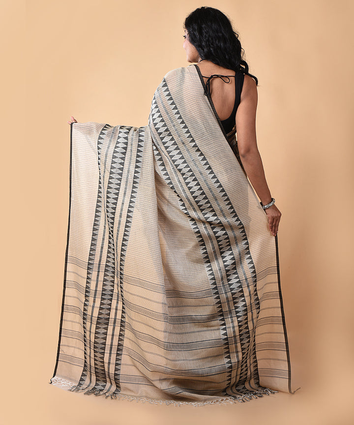 Grey handwoven jamdani cotton saree