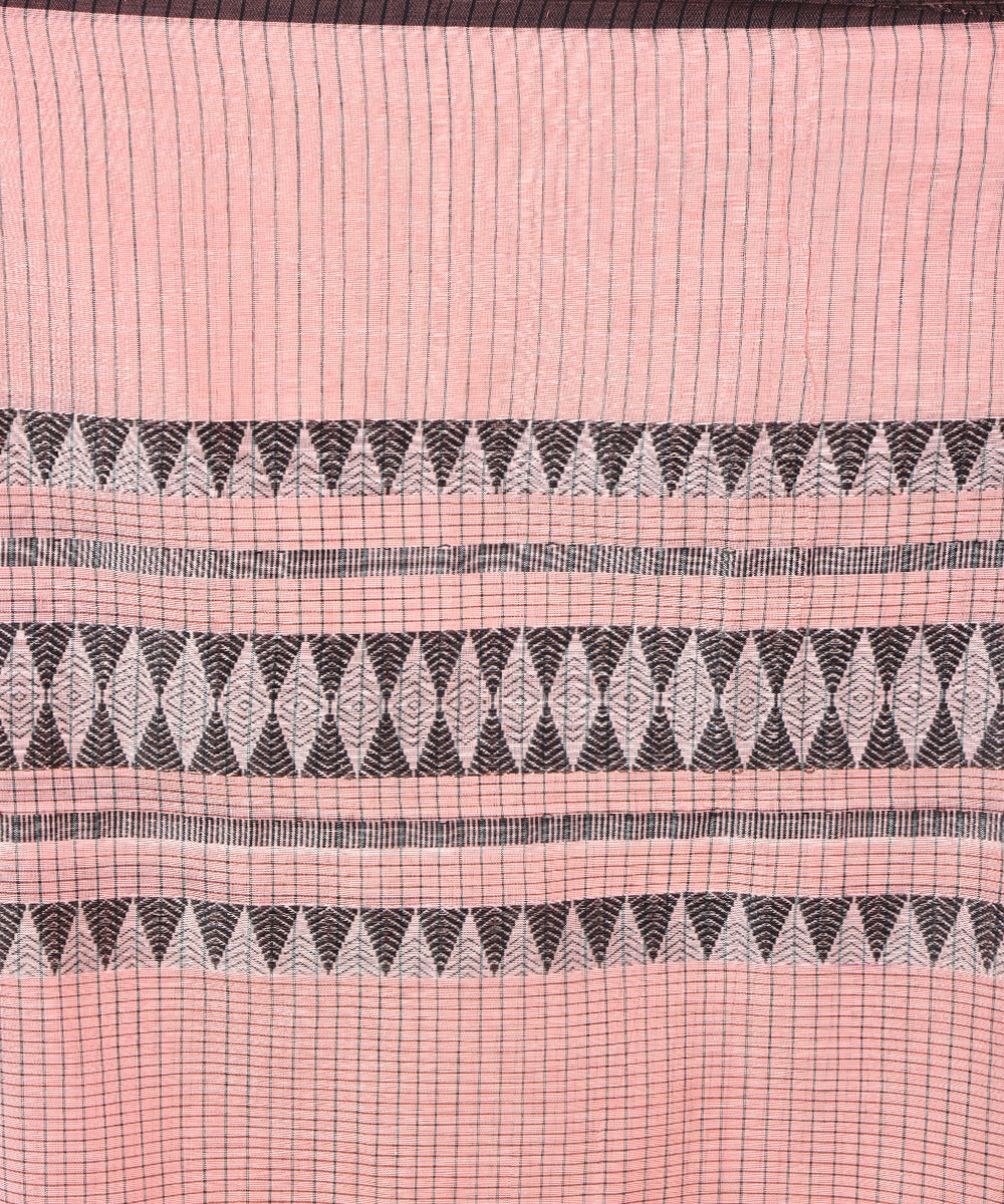 Pink black cotton handwoven jamdani saree