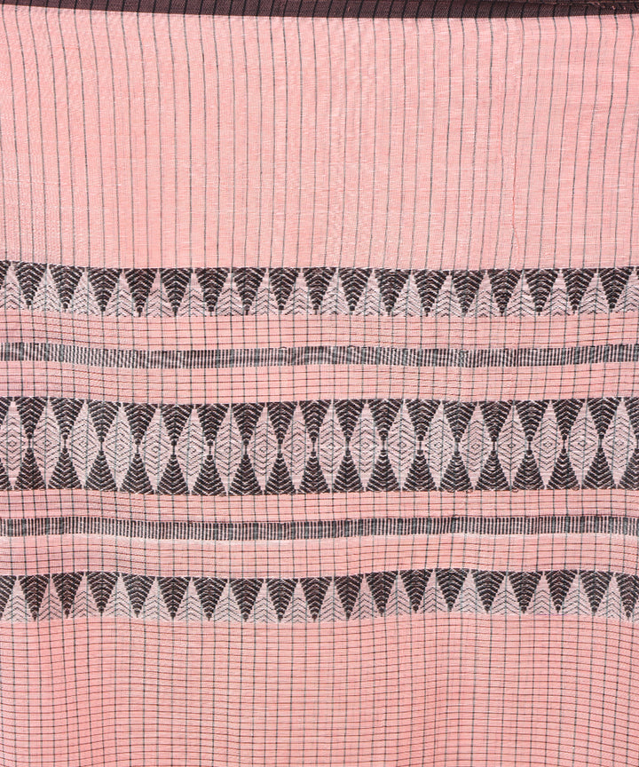 Pink black cotton handwoven jamdani saree