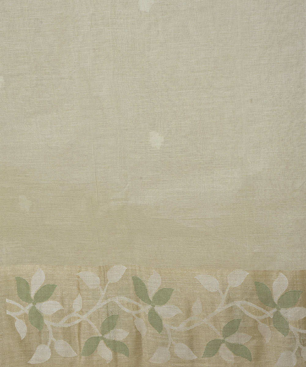 Cream silk handwoven jamdani saree