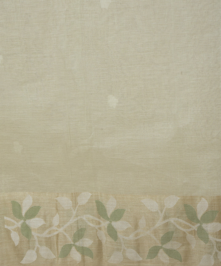 Cream silk handwoven jamdani saree