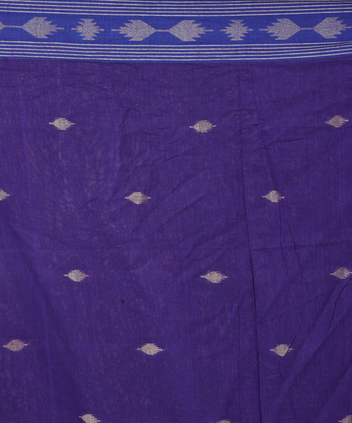 Navy blue cotton handwoven jamdani saree