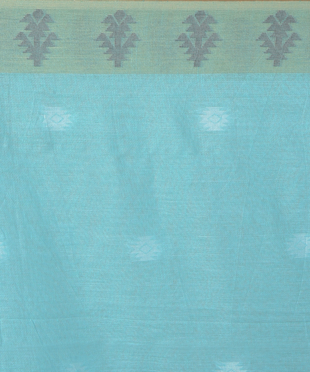 Sky blue blue cotton handwoven jamdani saree